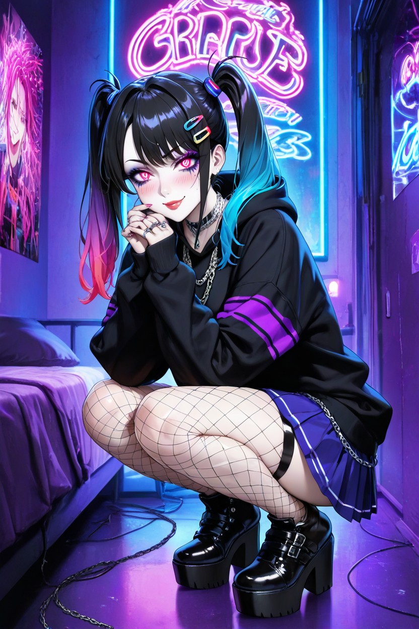 18+, Twin Ponytails Or Tousled Layers, Posters Hentai IA