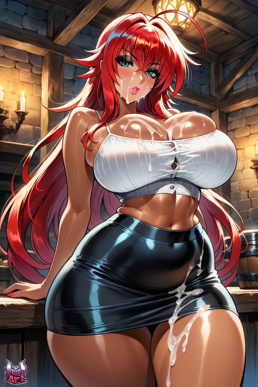 Tight Black Skirt, Exposed Belly Button, Microwaist Hentai IA