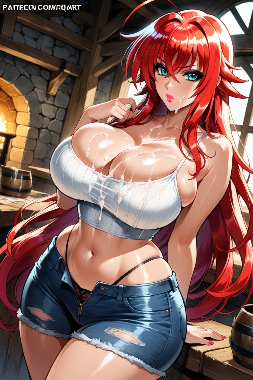 Pink Lipstick, Eyes Half Closed, Green Eyes Hentai AI Porn