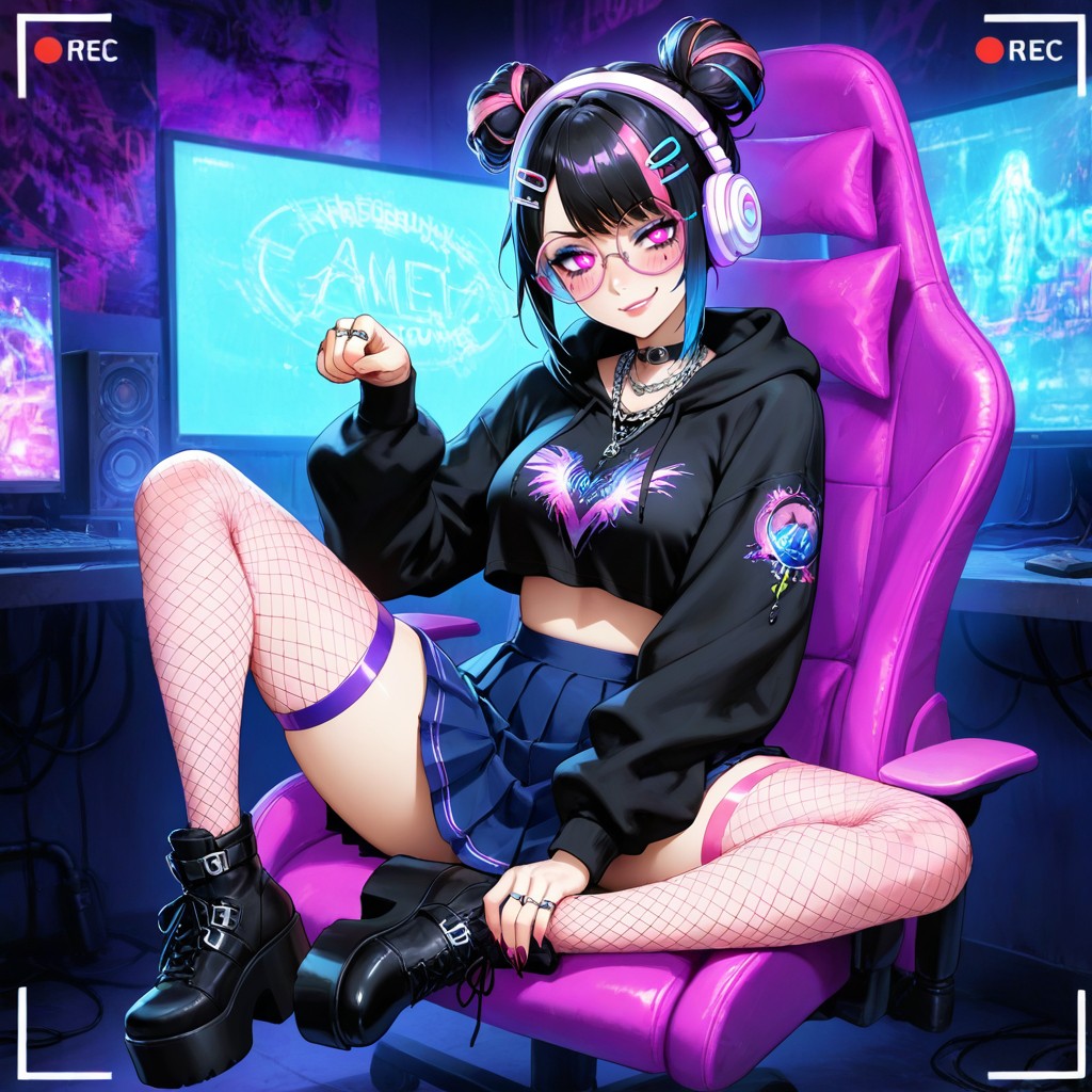 A Stylish Egirl Aesthetic Edgy Internet-inspired Alt Fashion, Cat Pose, Soft Digital Glow Hentai AI Porn