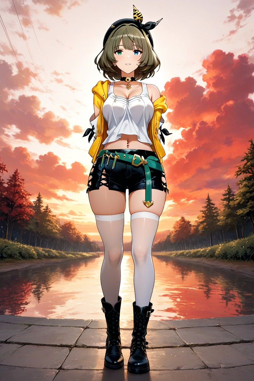 Waist Shot, Knee-high Boots, Bracele Hentai AI Porn