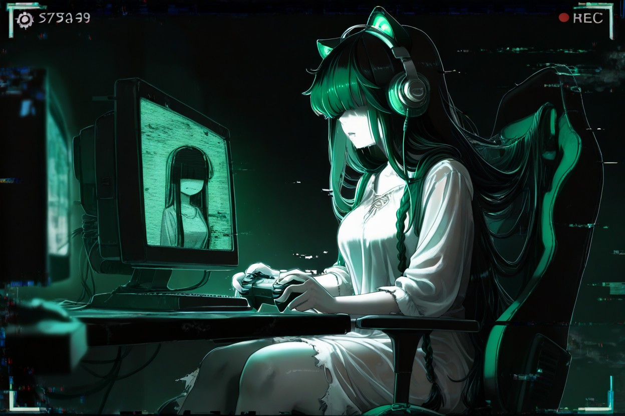 Drool, Videogame On Computer, Chromatic Abberation Effect Hentai AI Porn
