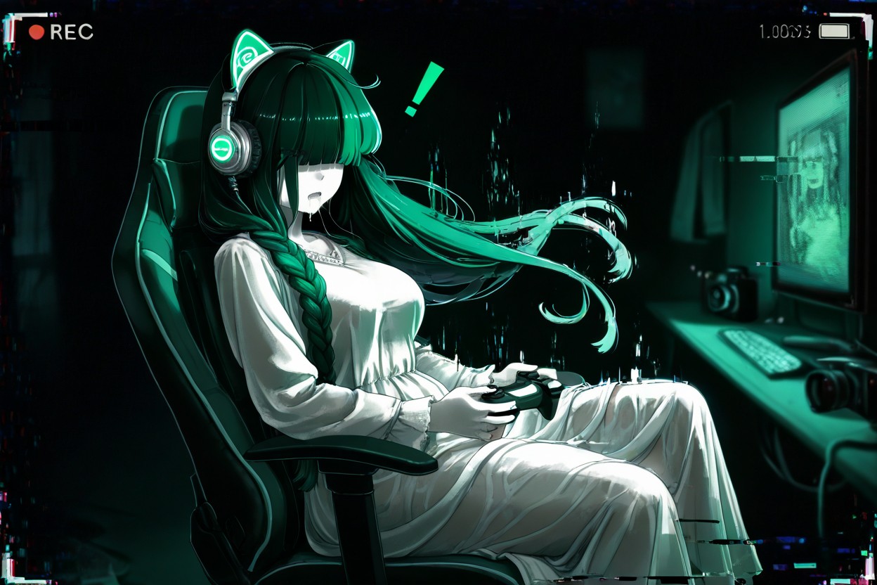 Hair Floating Up, Shiny Skin, Hidden Eyes Hentai AI Porn