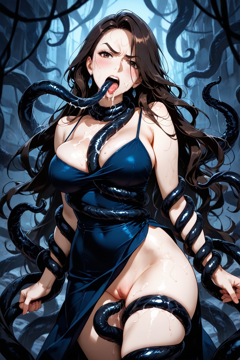 Squeezing Breasts, Tentacles Grabbing Breasts, Tentacles Wrap Around Body Hentai AI Porn