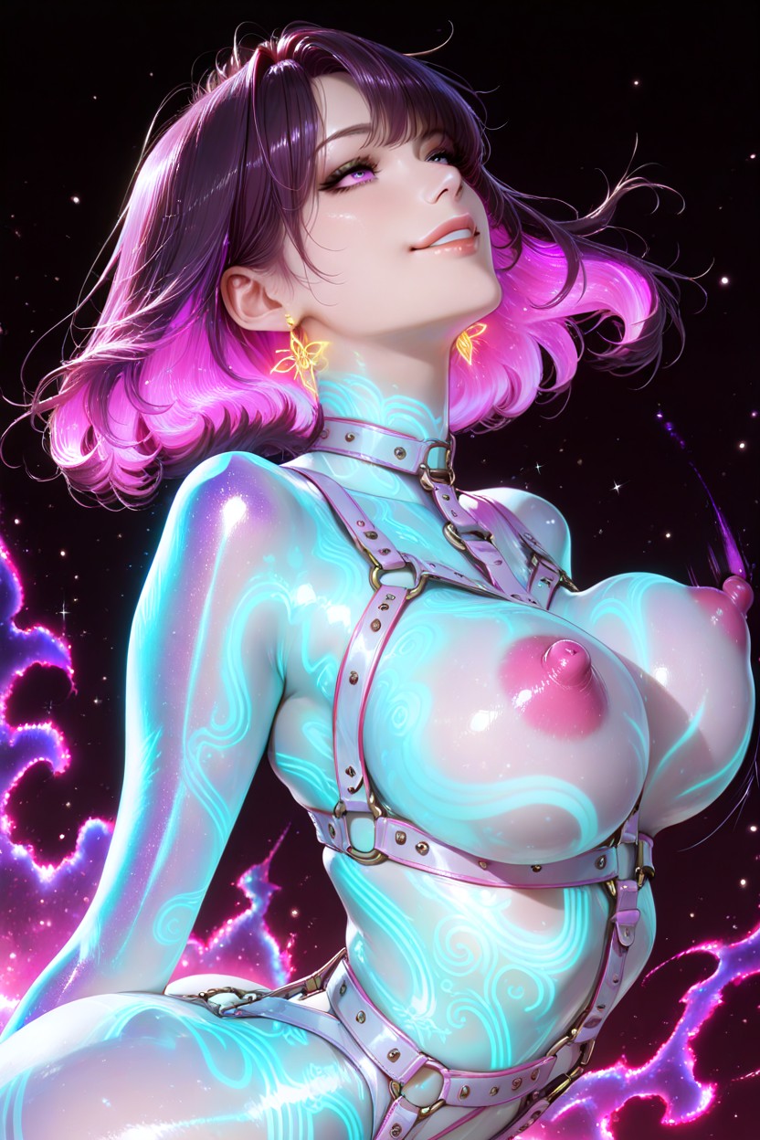 Bright Purple Eyes, Simple Background, Soft Round Face Hentai AI Porn