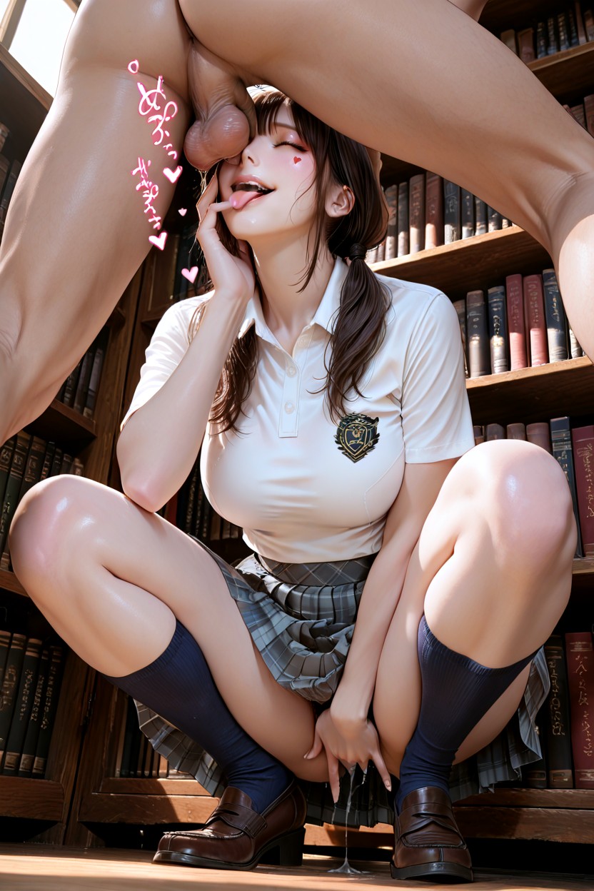 Licking Balls, Closed Eye, Pale Skin Hentai AI Porn