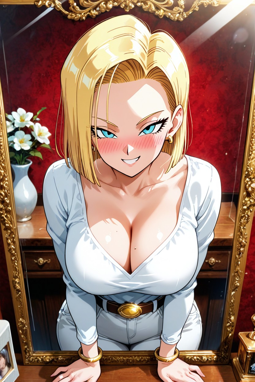Smug Expression, Enhanced By Warm, Cinematic Golden Lighting The Image Features A Verticalportraitcomposition With Symmetrical Hentai AI Porn