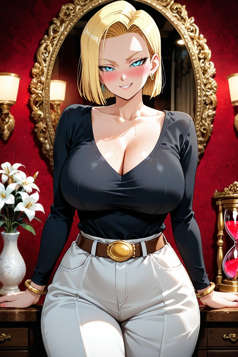 A Mischievous Smile, Featuring Blue Eyes, Rounded Ass Hentai AI Porn