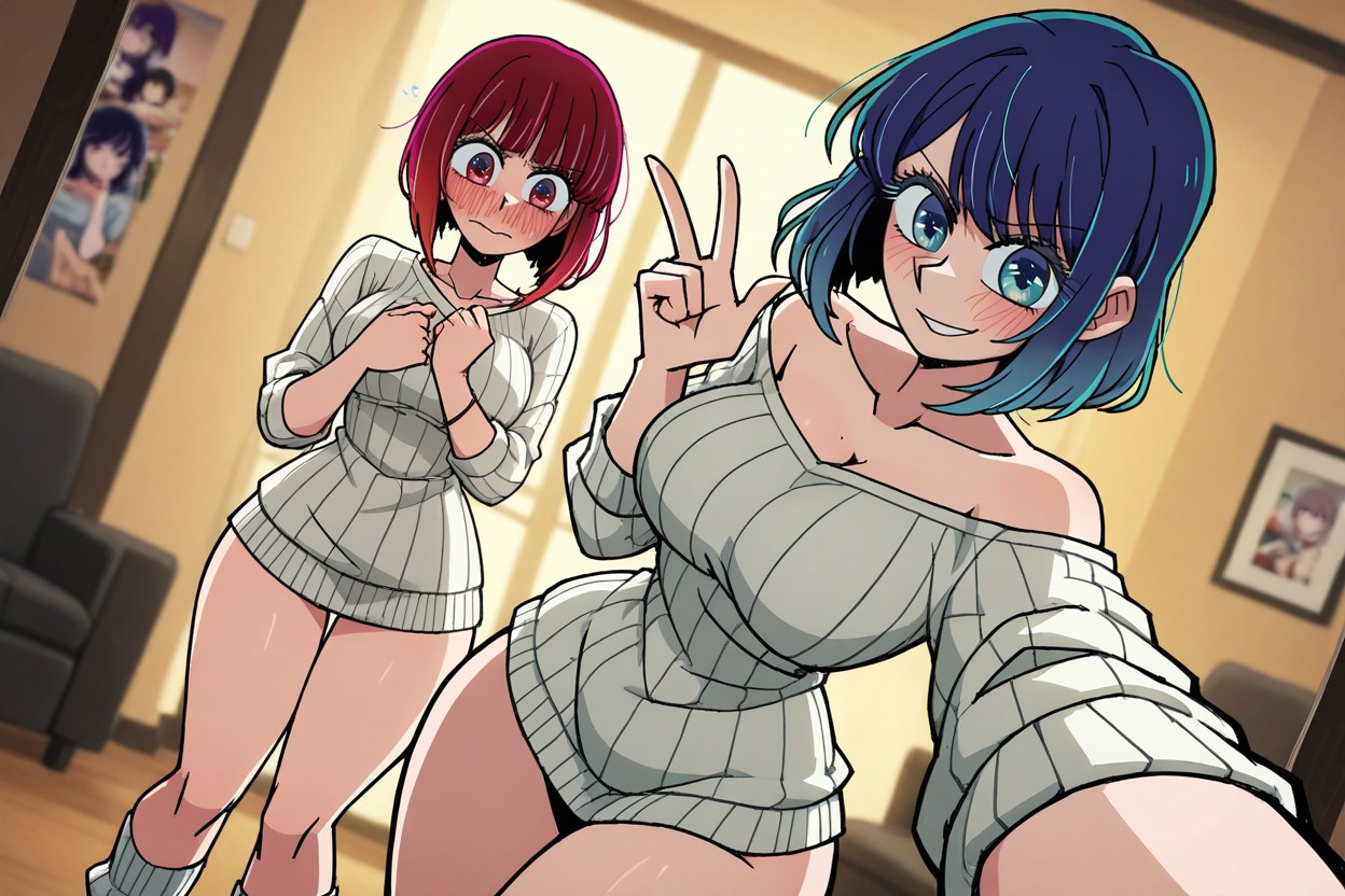 Lesbians, Action Shot, Arima Kana And Kurokawa Akane Hentai AI Porn