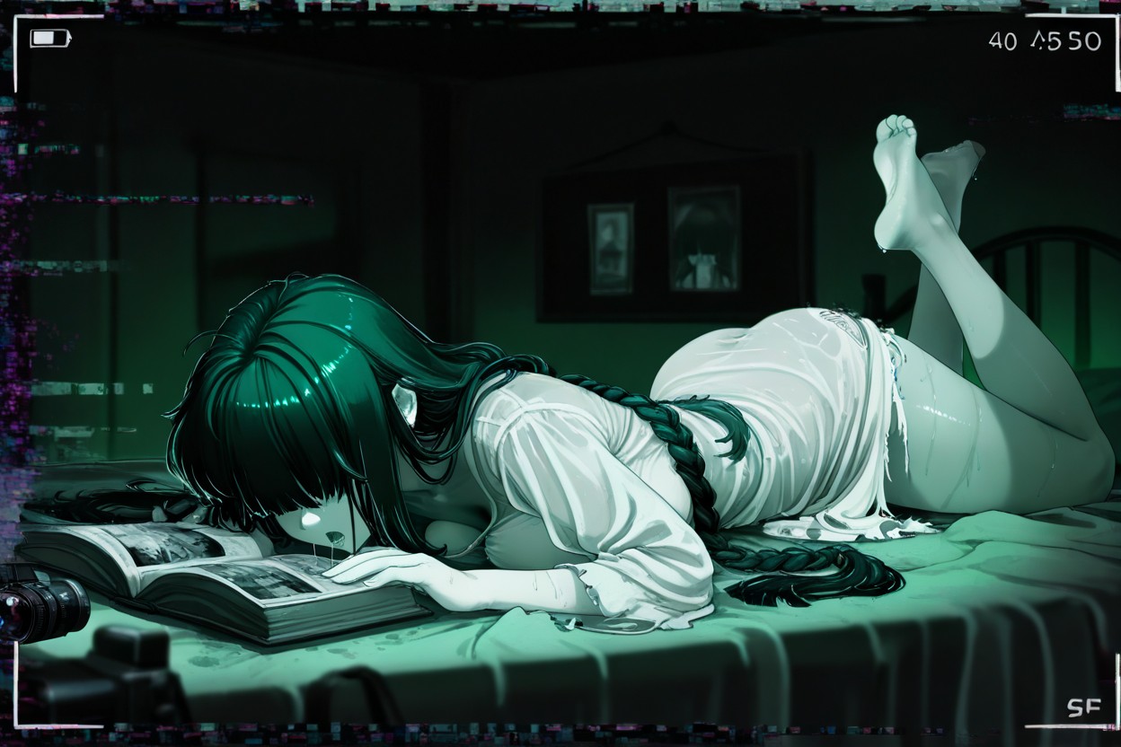 Laying On Stomach, Disheveled, Low Lighting Hentai IA