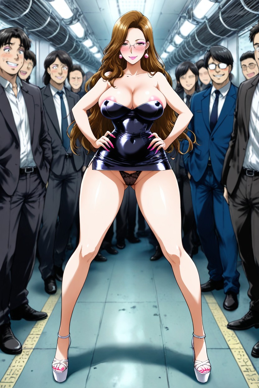Seductive Expressions, Have Sex In Other Panels, Men Around Looking At Slut Hentai AI Porn
