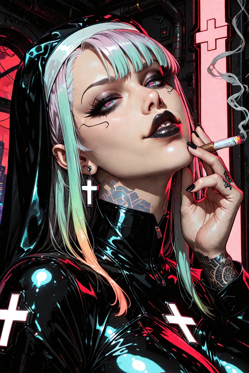 Black Makeup, Think Black Outline, Ultra Detailed Character Hentai IA