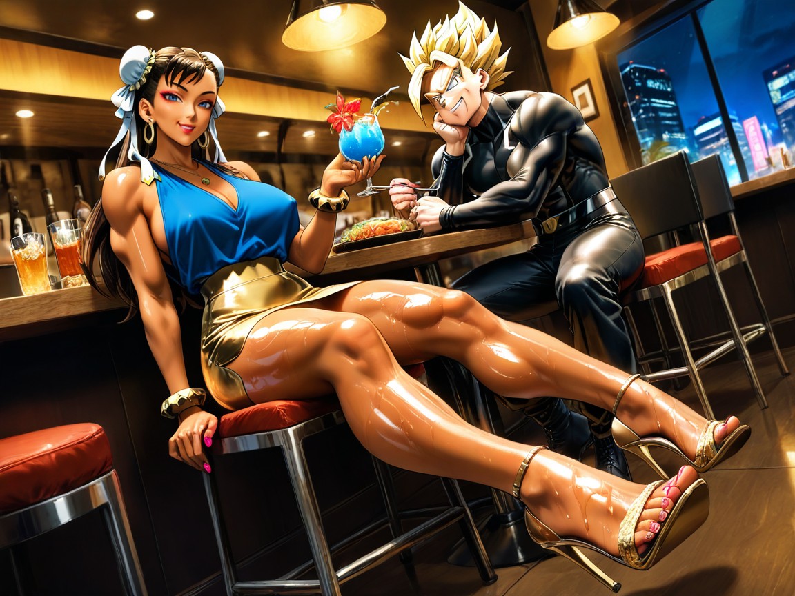 Eating, Male Has Excessive Muscles, Male And Female Eating Dinner Hentai AI Porn