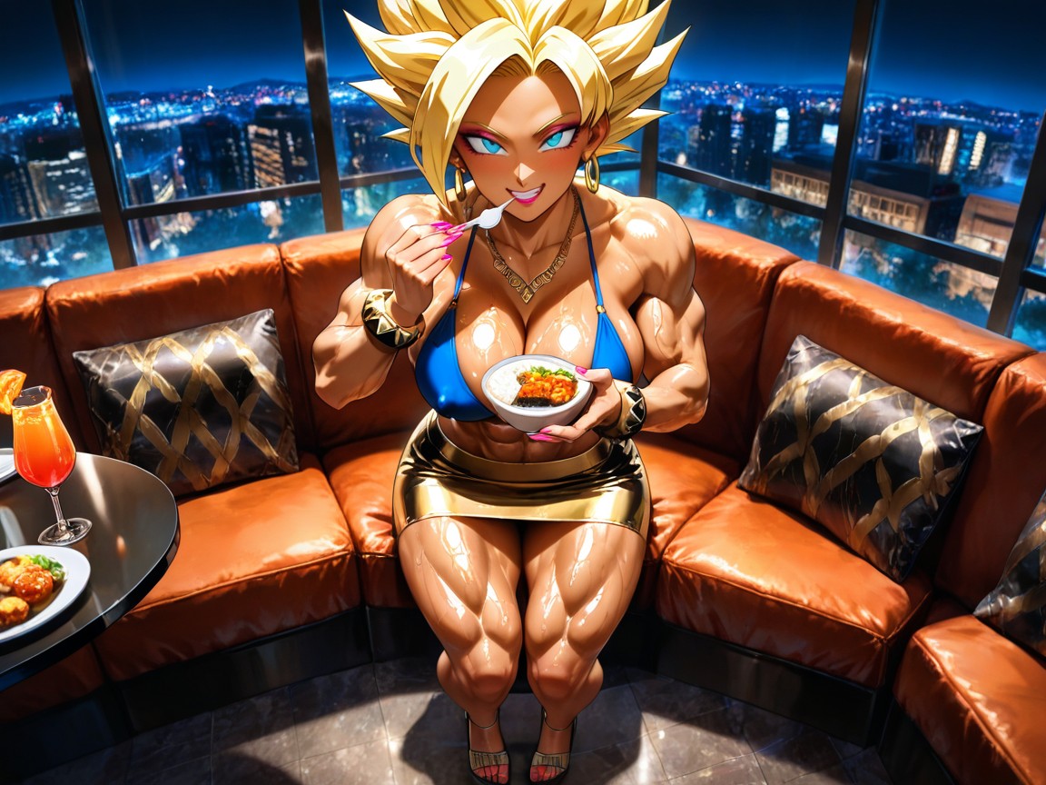 High Resolution, Super Saiyan Gohan From Dragonball Z Wearinga Blacksuit, Male Has Excessive Muscles Hentai IA
