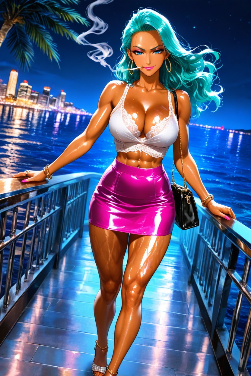 Ankle Bracelet, Wind In Hair, Wavy Hair Hentai AI Porn