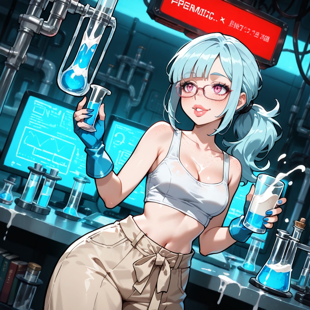 Dynamic Pose, Excited, Chemistry Lab Hentai AI Porn