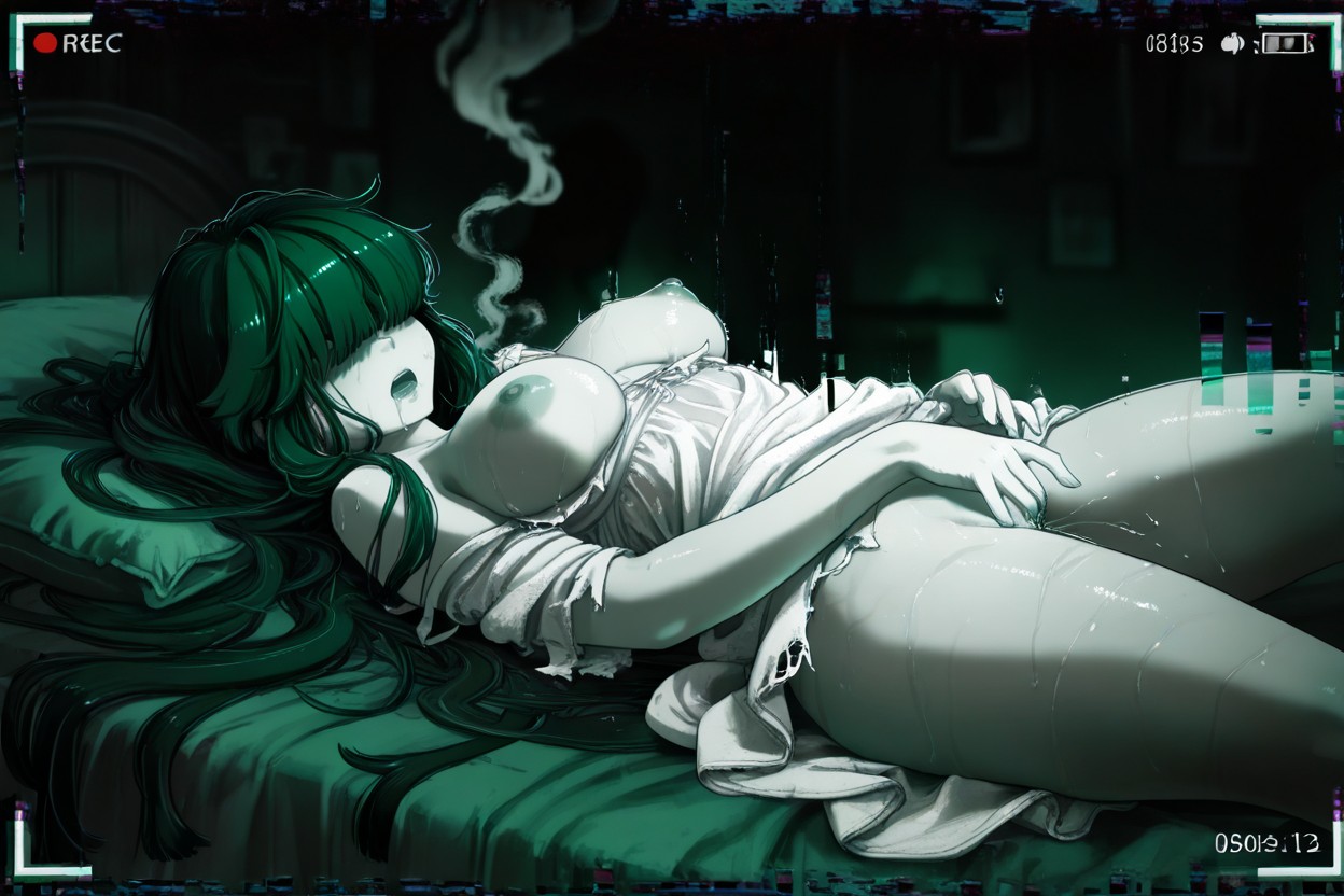 Night, Exposed Breasts, Hair Floating Up Hentai AI Porn
