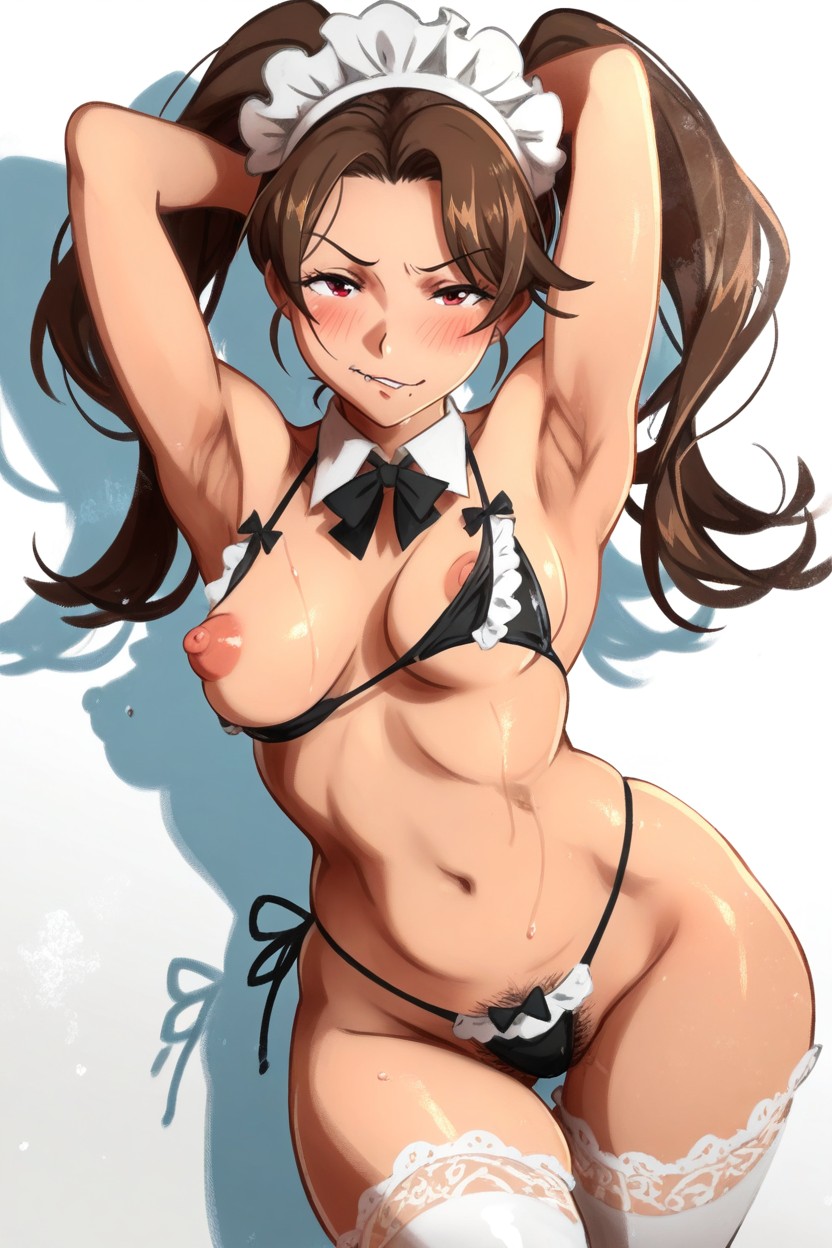 Twin Tails, Areola Slip, Thong Hentai IA