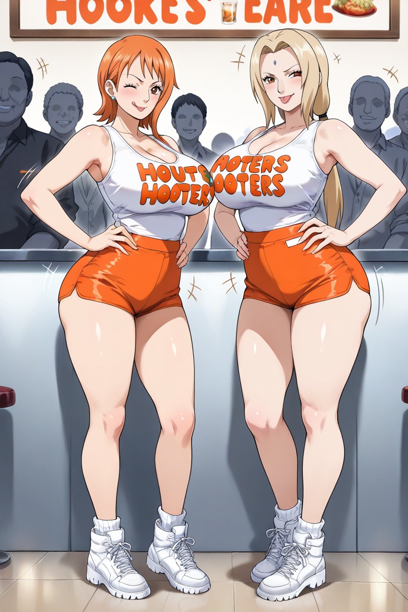 De Pie, Polished Anime Style, Dynamic Motion Lines Hentai IA