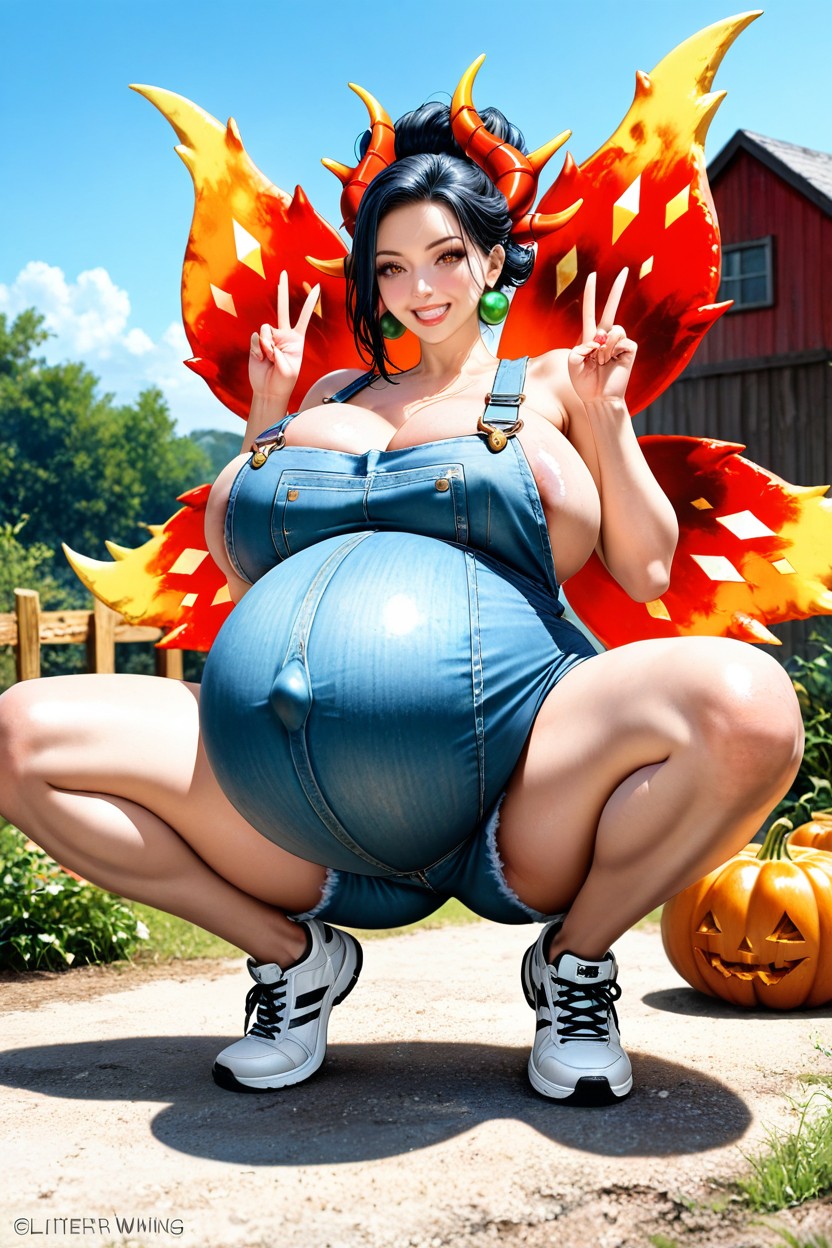 Thick Lips, Medium Ass, Gigantic Wide Round Belly Hentai AI Porn