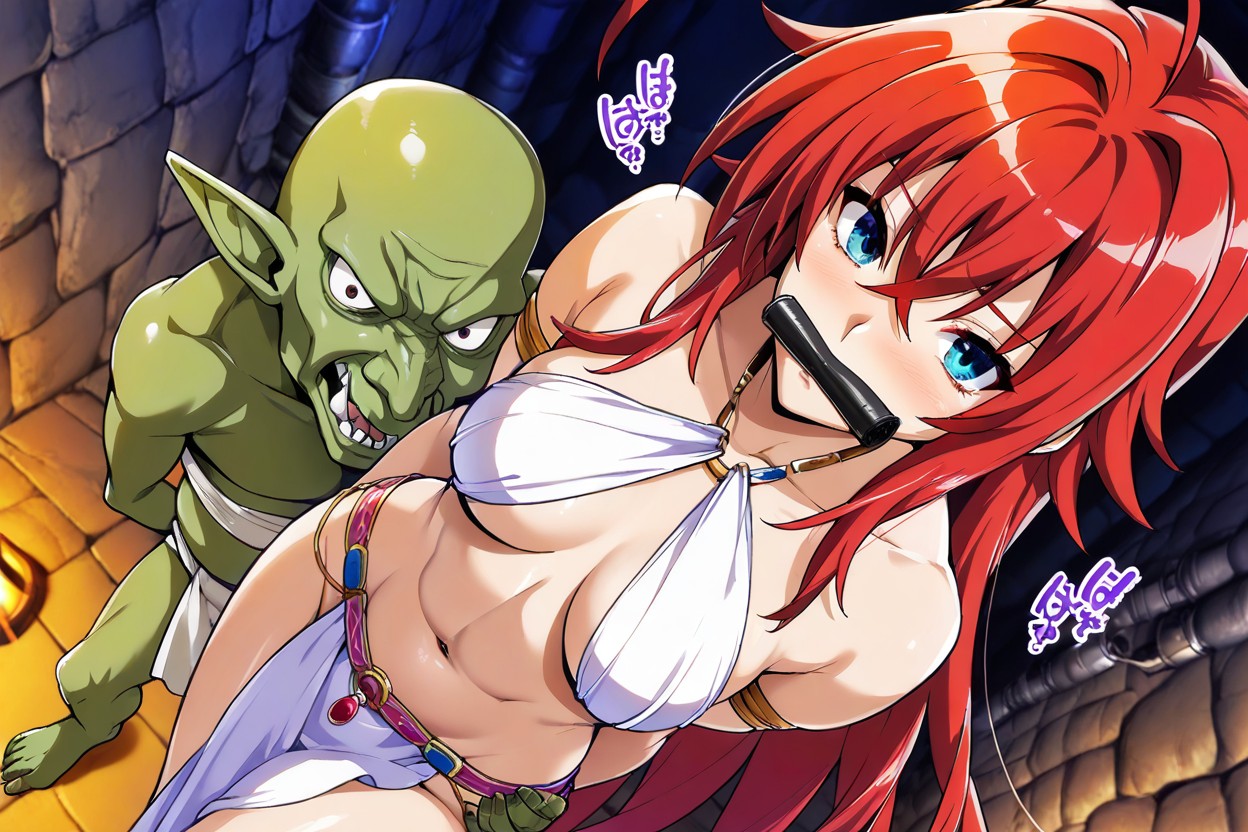 Female Carry By Male Goblin, Brazos Detrás De La Espalda, In Dungeon Hentai IA