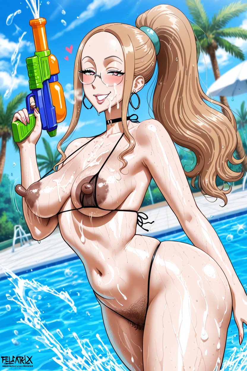 Wet Hair, Seductive, High Ponytail Hentai IA