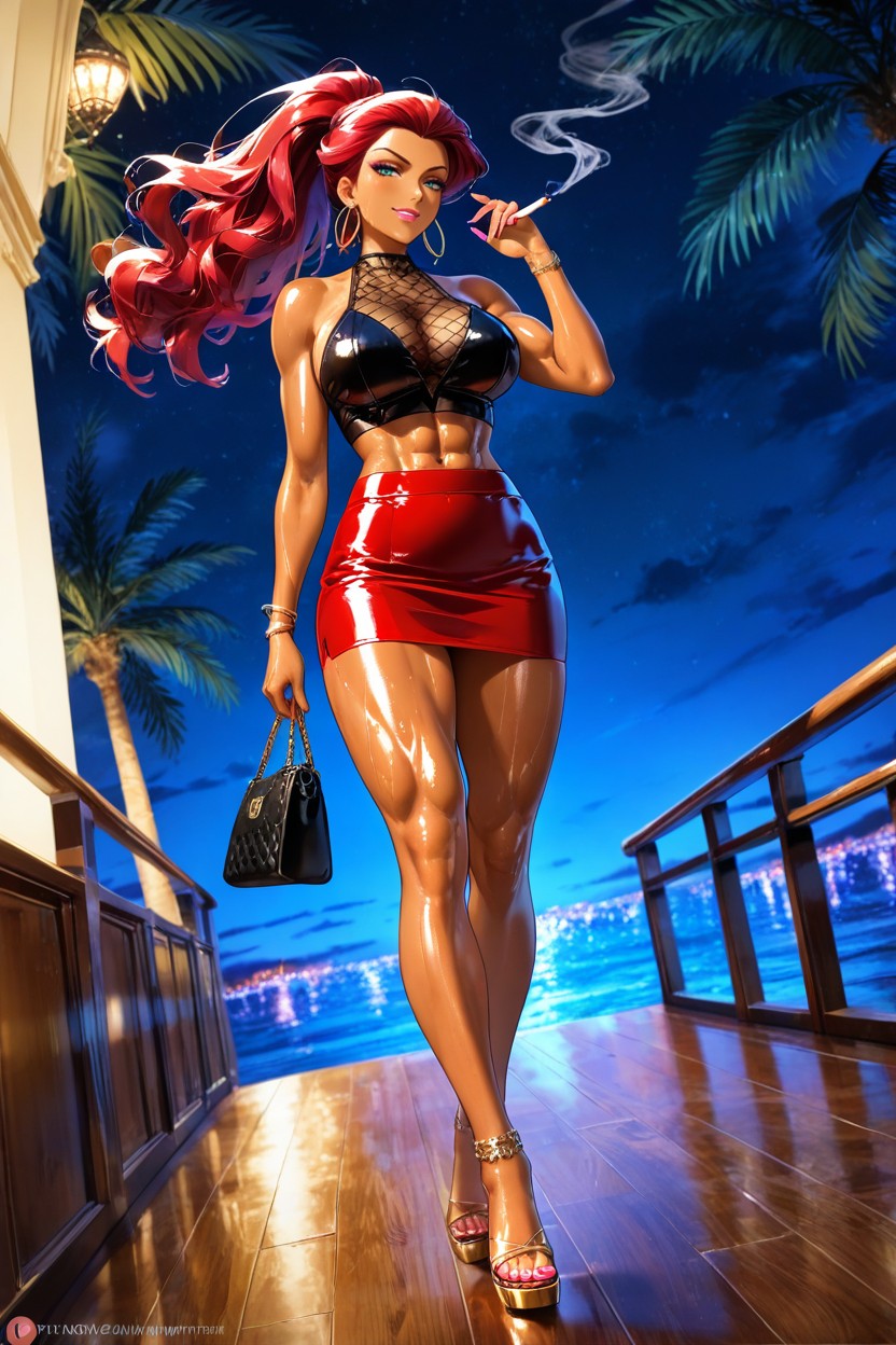 Noir, Black Large Handbag, Extremely Beautiful Woman Hentai IA