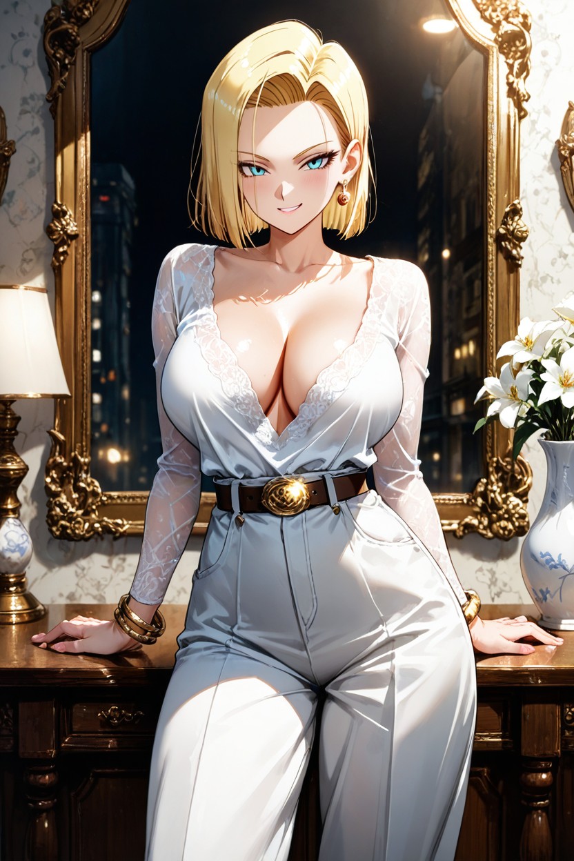 With Malicious Eyes, Pink Grin She Looks Down At The Viewer, And An Hourglass Figure Her Expression Is Sinister Hentai AI Porn