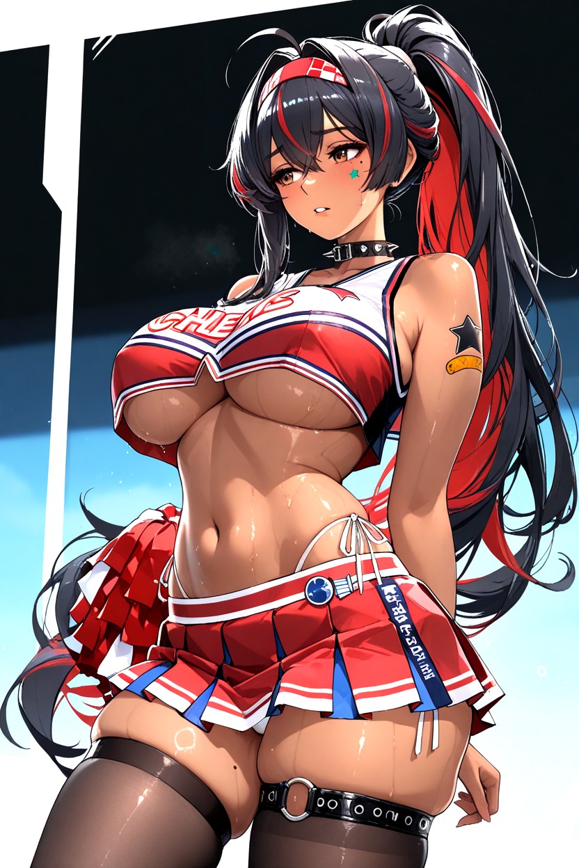 18+, Black Thighhighs, Red Skirt Hentai AI Porn