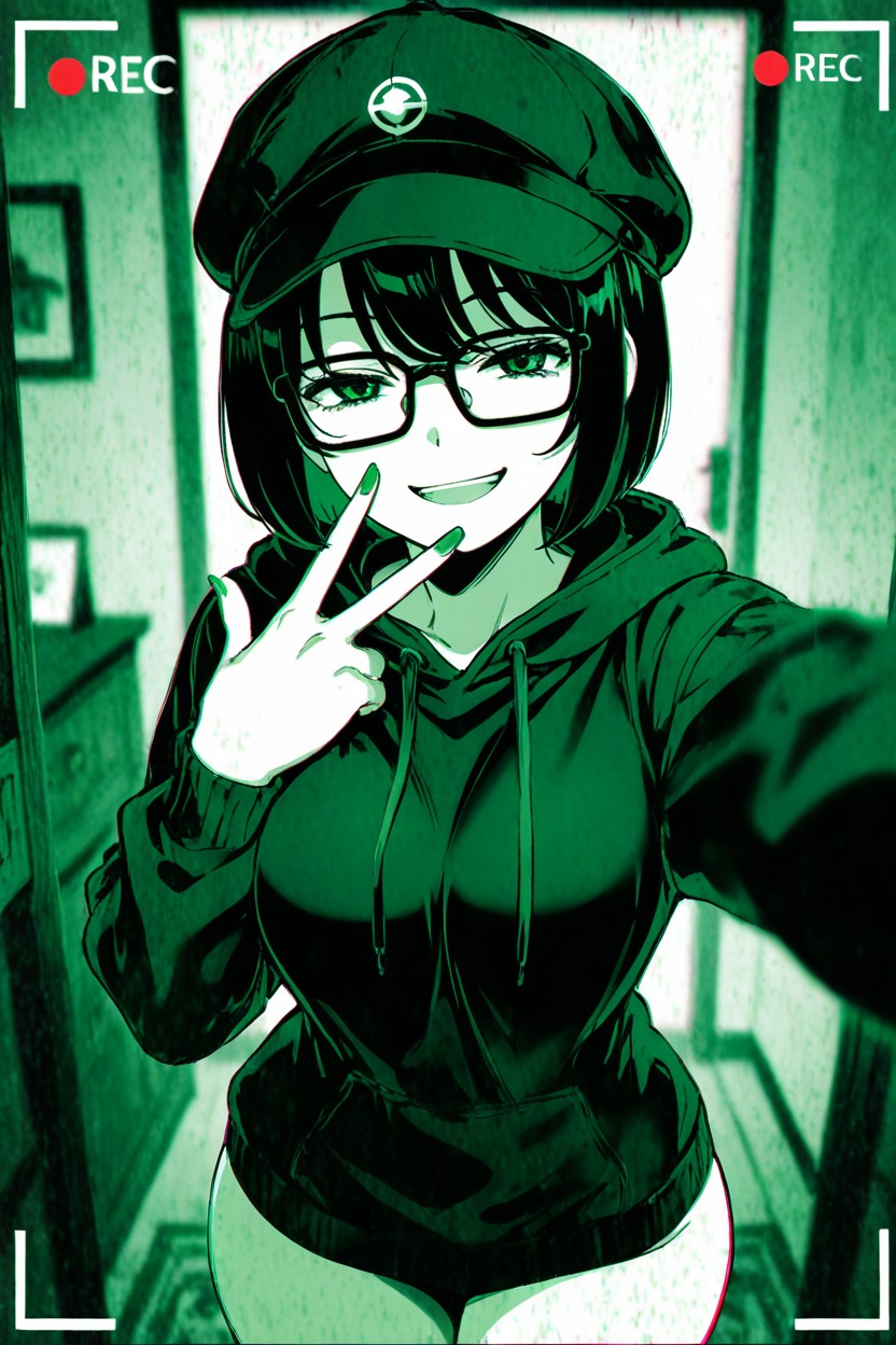 Wearing Hat, Corte Bob, Selfie Hentai IA