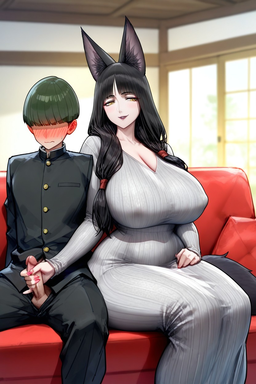 Blushing, Pelo Largo Recogido, Erect Nipples Hentai IA