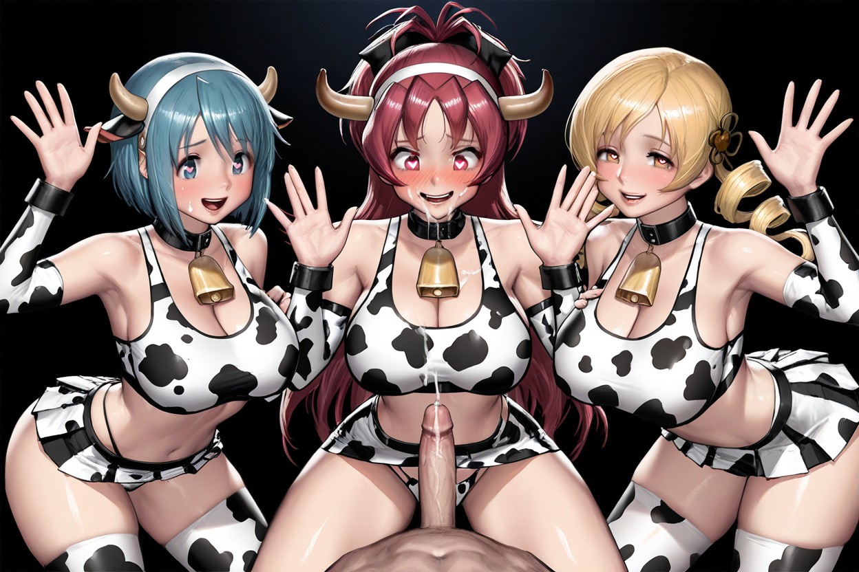 Heart-shaped Pupils, Blue Cowprint, Hd Hentai IA