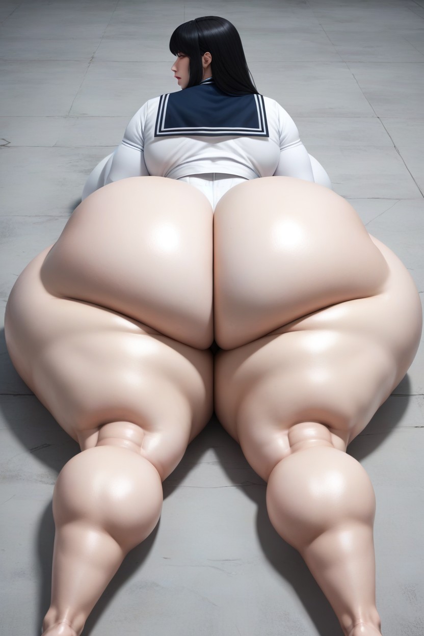 Lying On Her Stomach, Hyper Thighs, Super Mega Gigantic Round Hips Of All Time Hentai IA