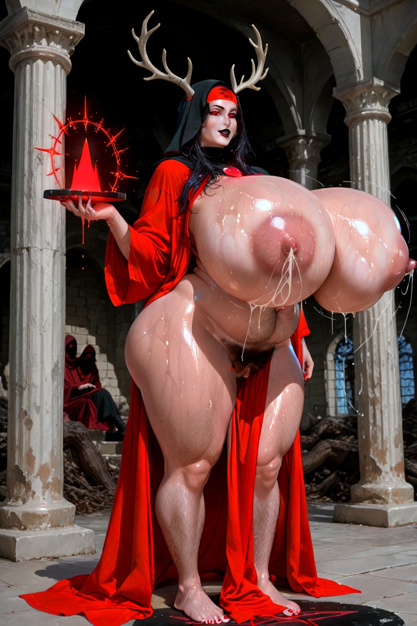 Cult, Red Eye Amulet Neckless, Bare Feet Hentai IA