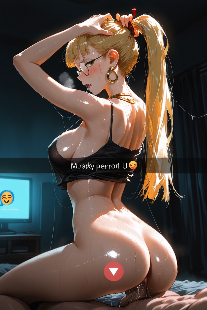 Athletic, Round Glasses, Backlit By Tv Hentai AI Porn