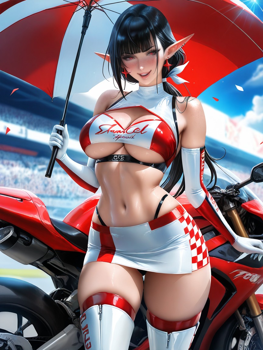 Black Hair, Blushed Cheeks, Under Boob Hentai IA