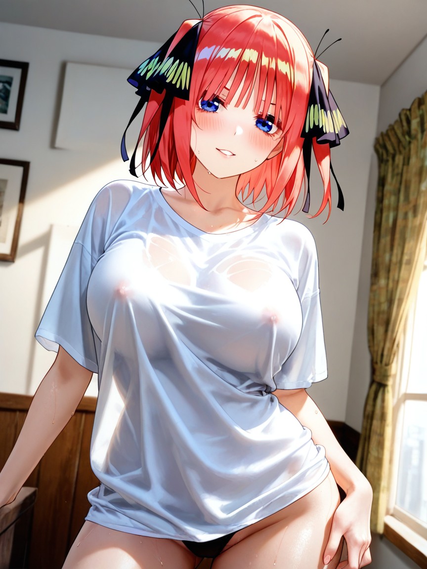 Flushed Face, Standing, Visibly Sensual Thighs Hentai AI Porn