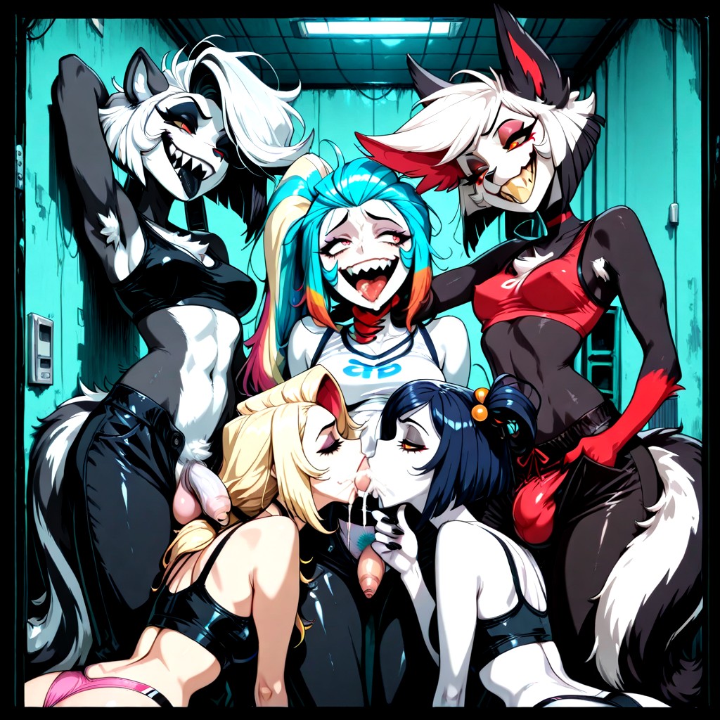 Pubic Hair, Blue Hair, Cum In Mouth Hentai AI Porn
