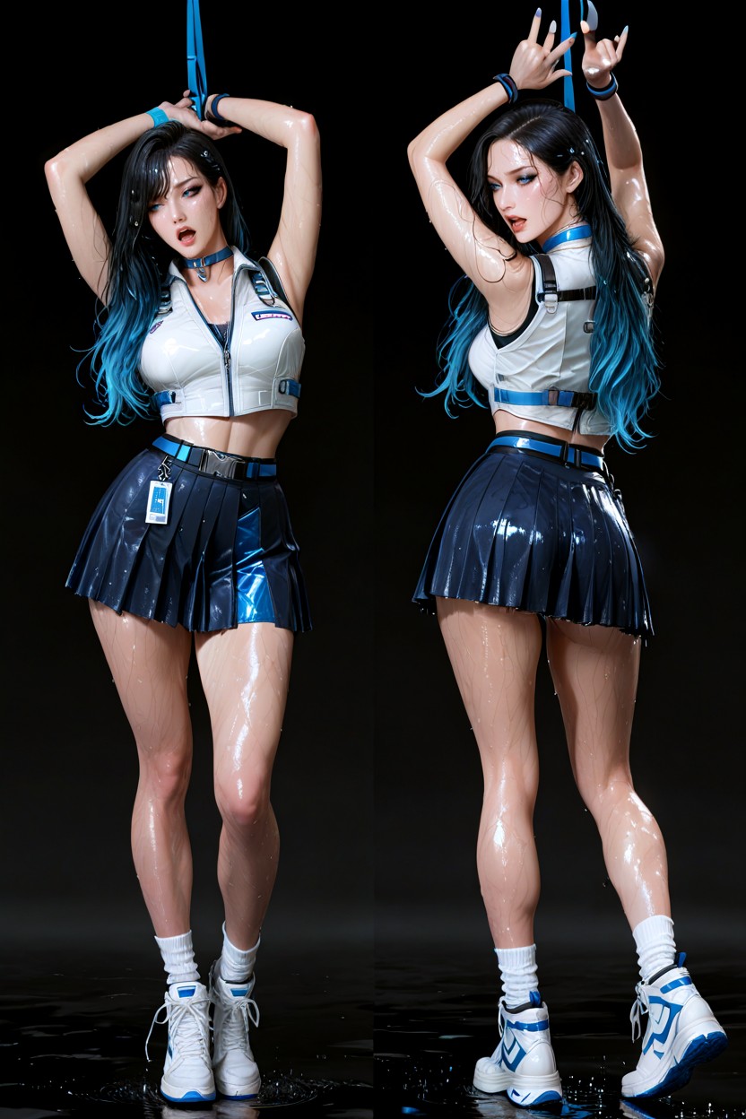 Clips, Glossy Jet-black Hair That Reaches Below Her Waist Her Hair Is Mostly Straight With Gentle Natural Waves Near The Ends, Athletic Build Hentai AI Porn