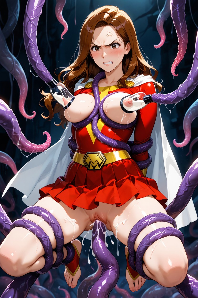 Medium Ass, Tentacle Milking Breast, Gold Lightning Emblem On Chest Hentai IA