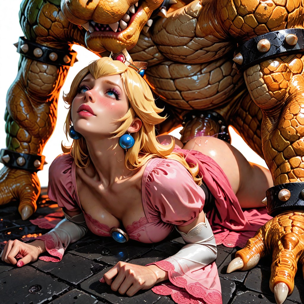 Looking Up, Princess Peach, White Background Hentai AI Porn