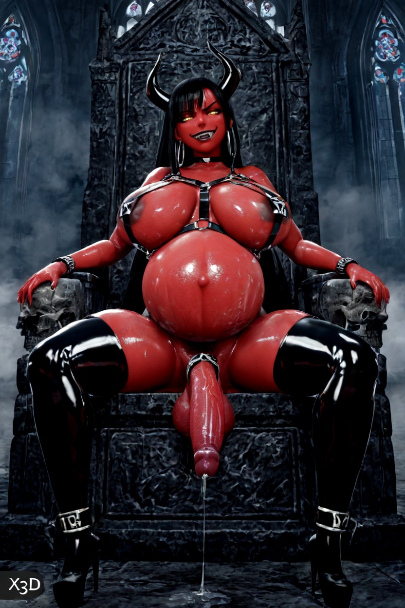 Shiny Black Chain Body Harness, Fog, Black Chains Hentai AI Porn