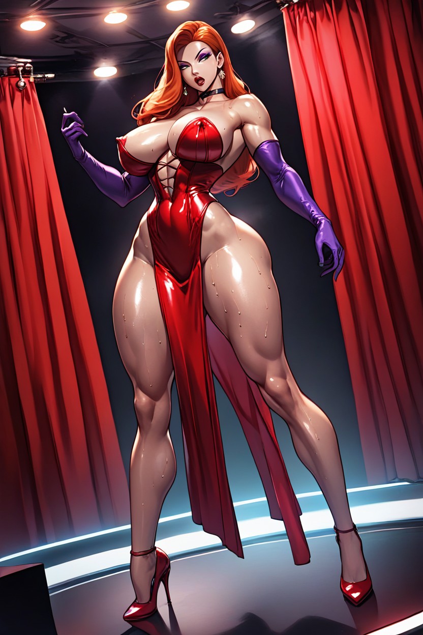 Black Eyeliner, Fit, Shiny Breasts Hentai AI Porn