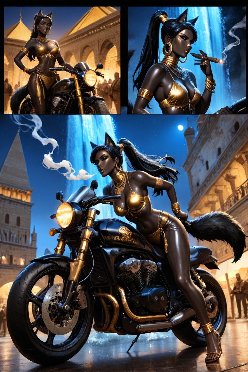 Black Hair, Waterfall, Motorcycle Hentai AI Porn