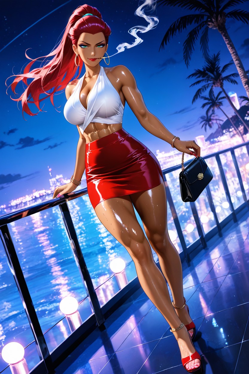 Detailed Hair, Detailed Thighs, Tanned Hentai AI Porn