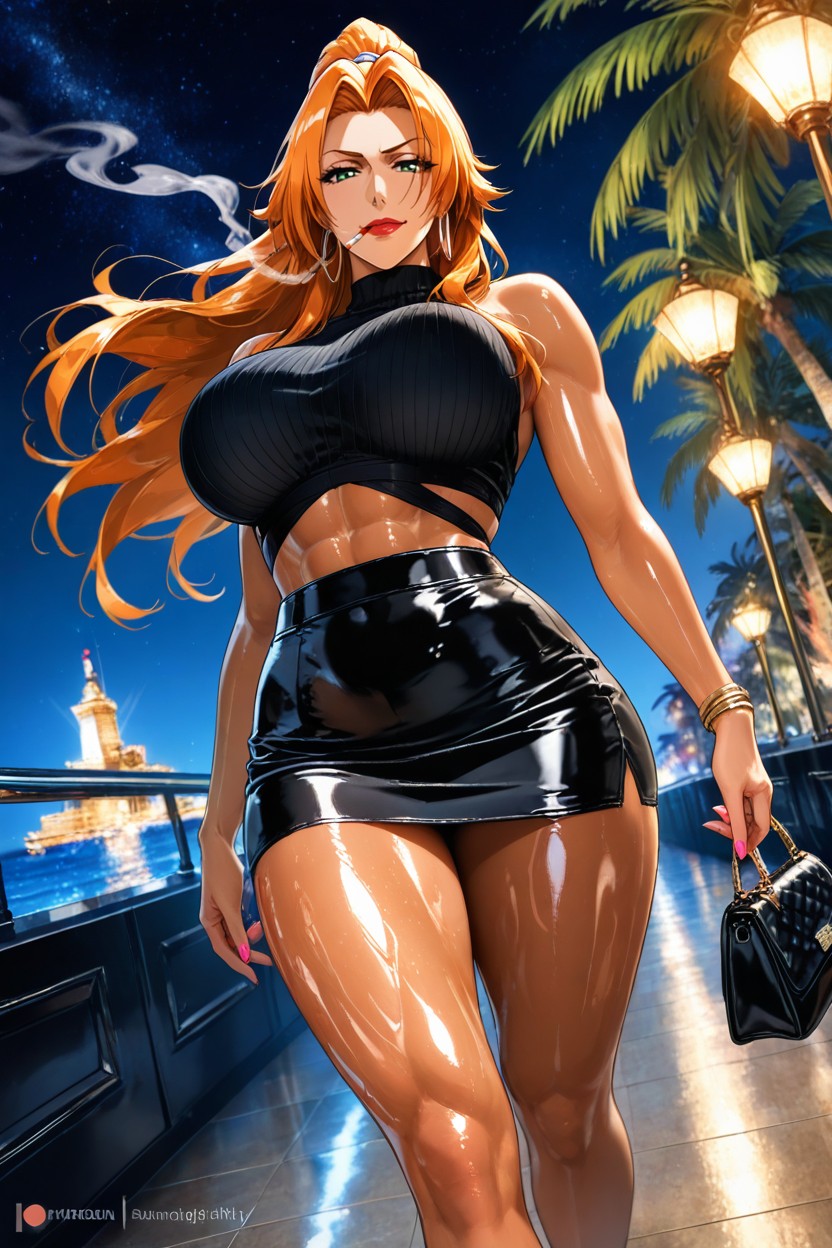 Coleta Alta, Noche Perfecta, Ojos Verdes Hentai IA
