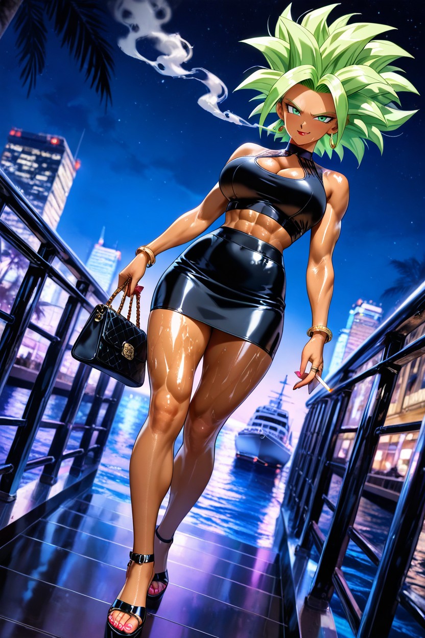 Tanned, Detailed Hair, Walking Onboard A Yacht Hentai IA
