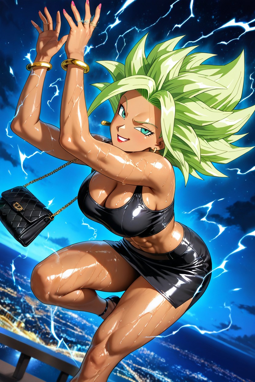 Mini Skirt, Ankle Bracelet, Detailed Face Hentai AI Porn