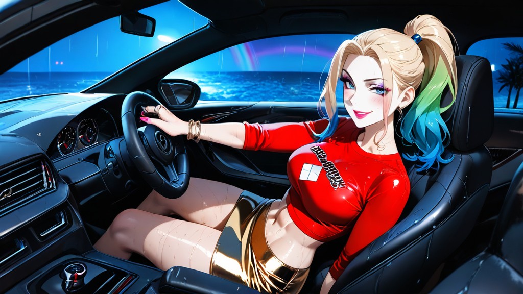 Extremely Beautiful Woman, Harley Quinn, Car Hentai AI Porn