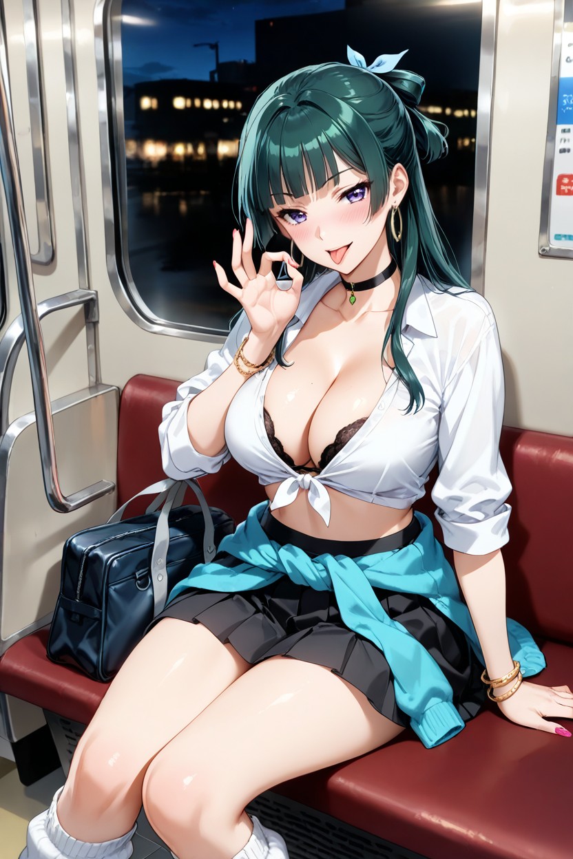 Fellatio Gesture, Sentada, Black_choker Hentai IA